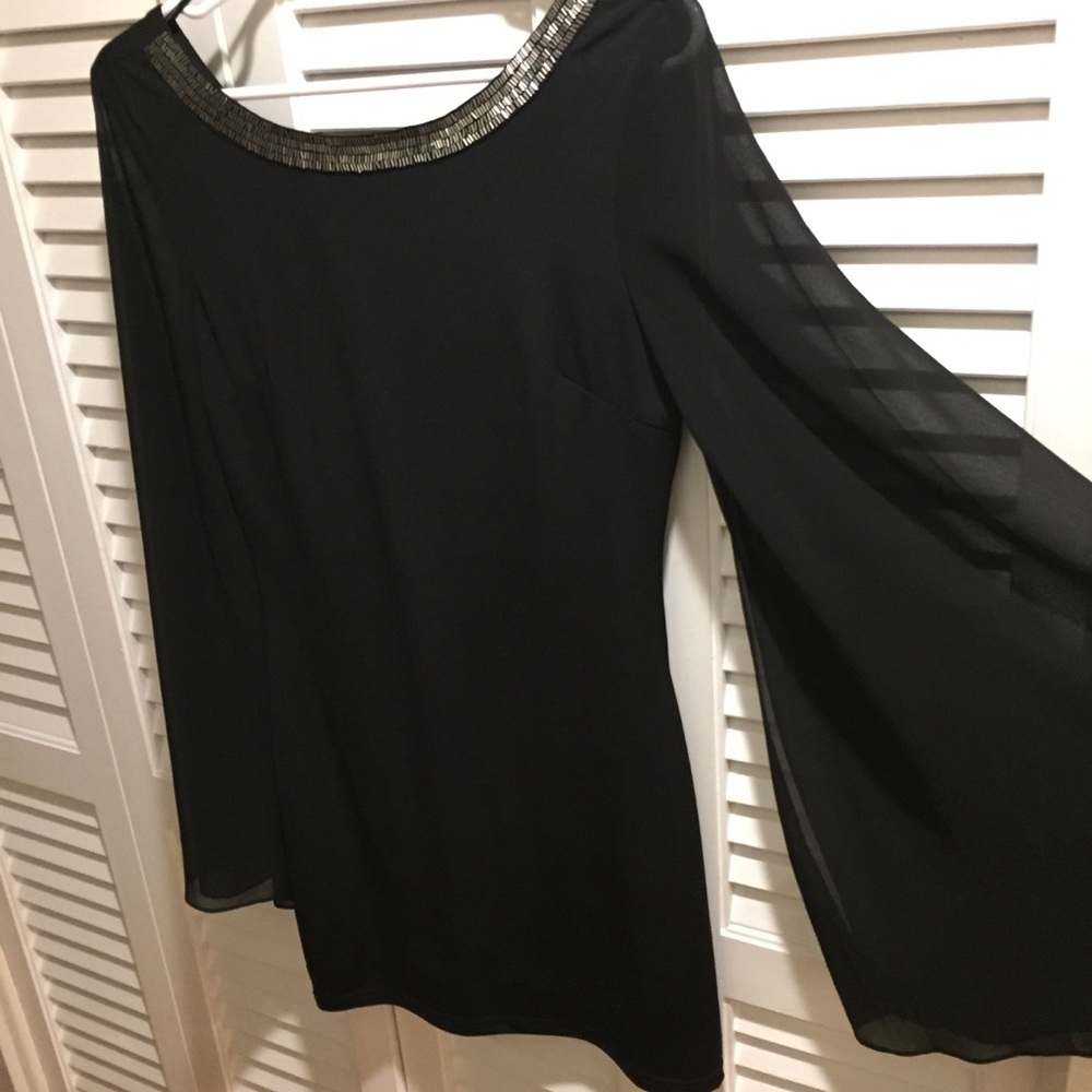 NWT - LBD with beaded neckline & bell sleeves